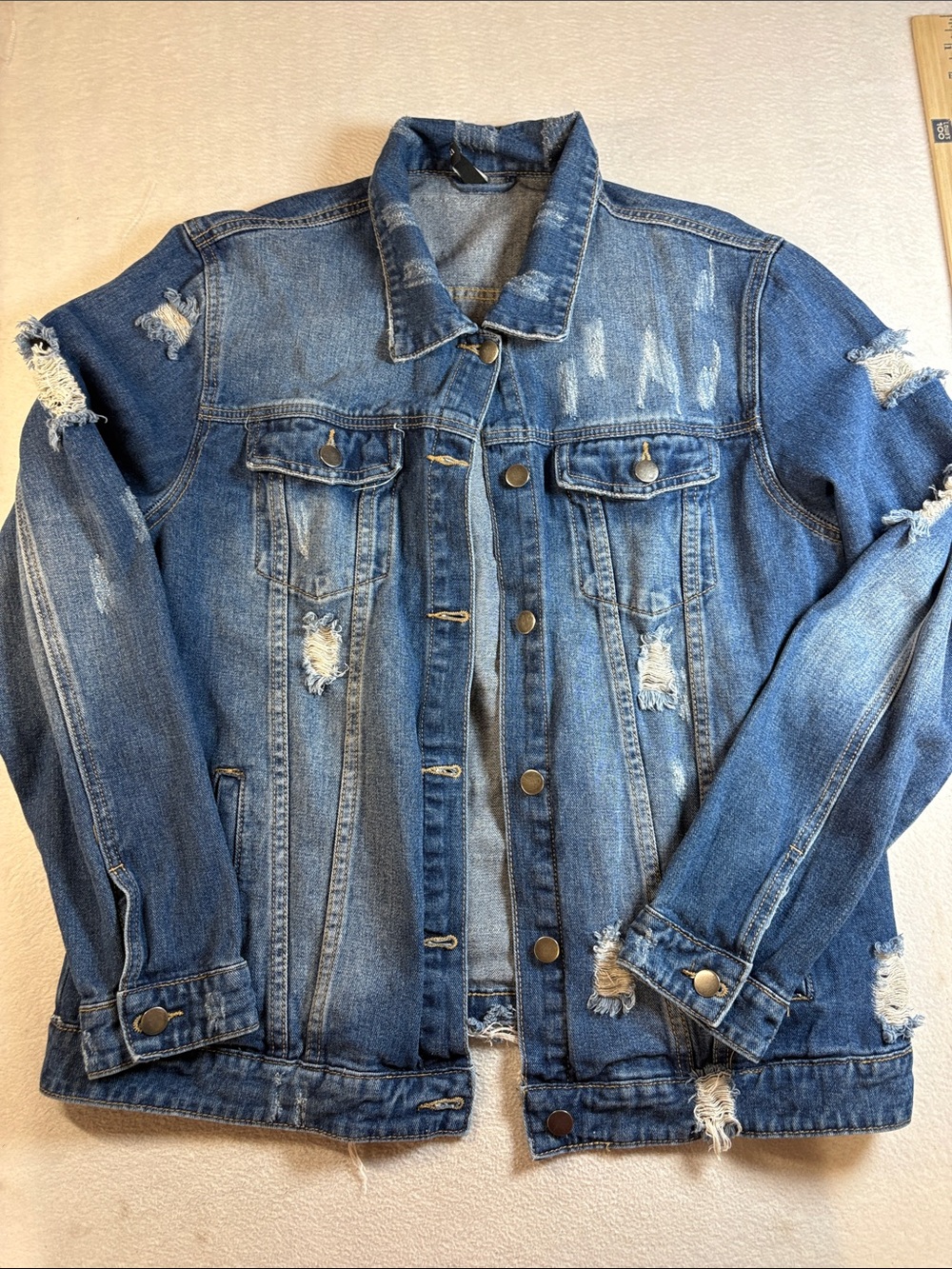 American Bazi Distressed Blue Denim Jacket
